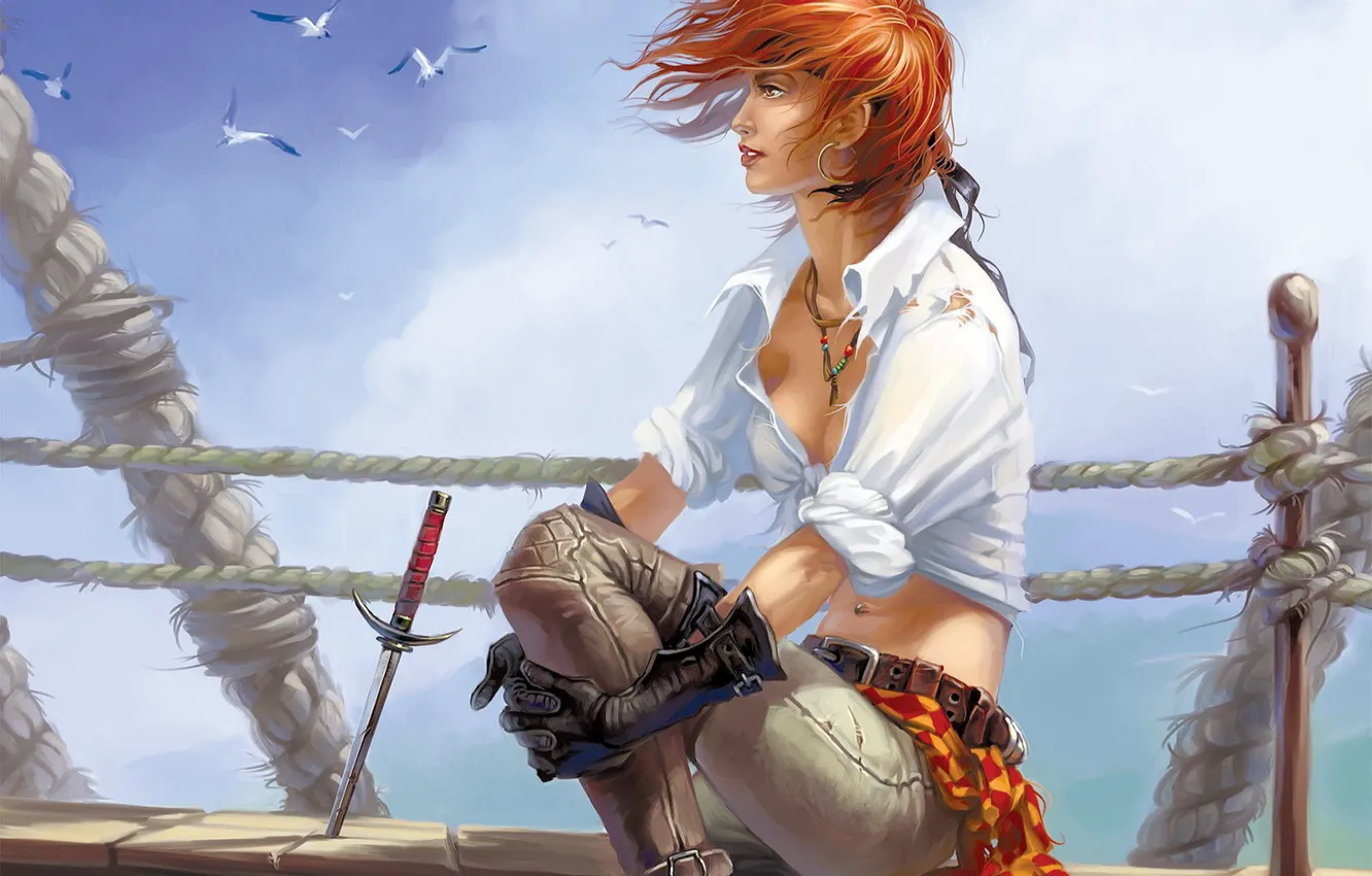 Photo wallpaper figure, pirate, dagger