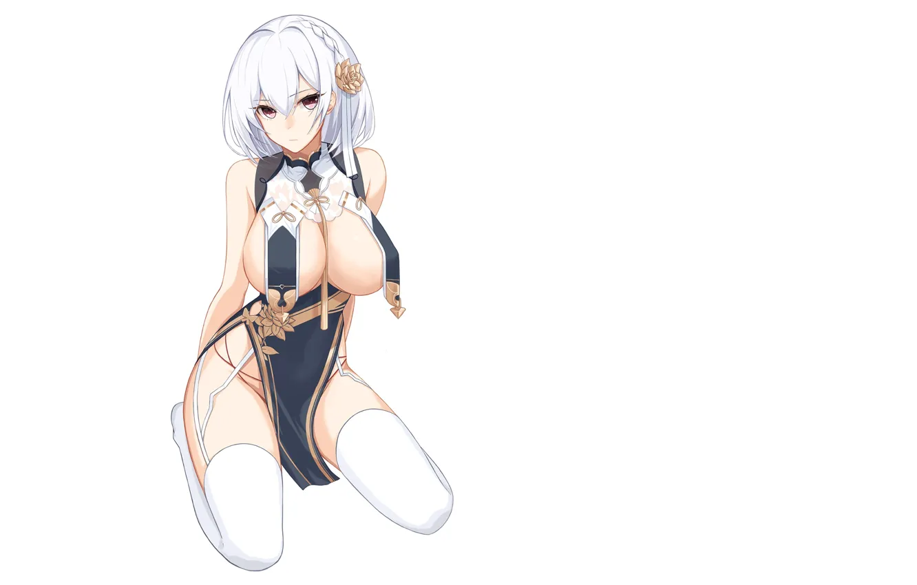 Photo wallpaper girl, hot, sexy, boobs, anime, short hair, pretty, breasts