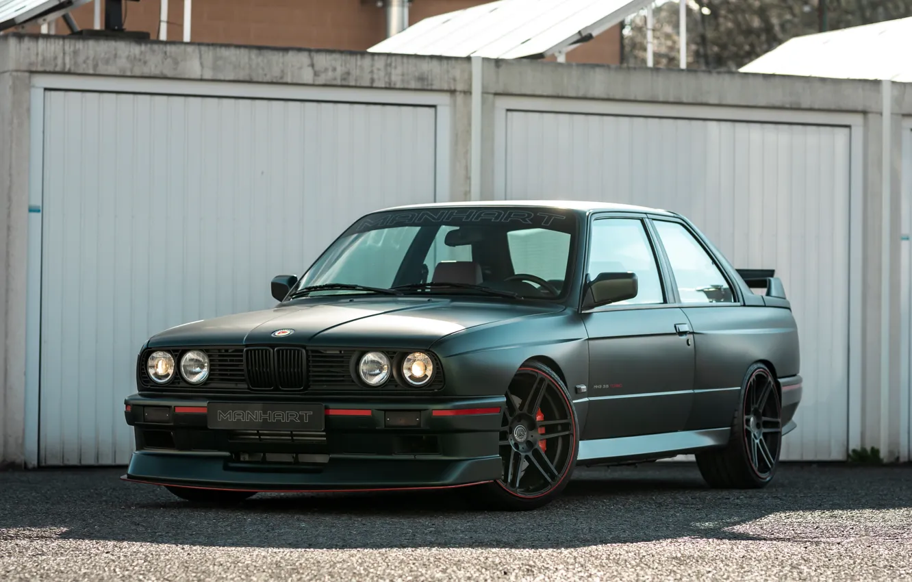 Photo wallpaper BMW, Green, E30, Manhart