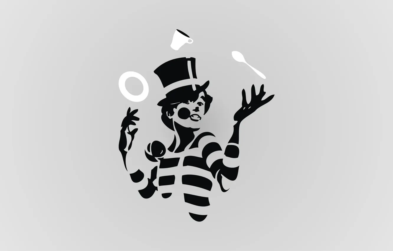 Photo wallpaper clown, plate, spoon, Cup, zhangler