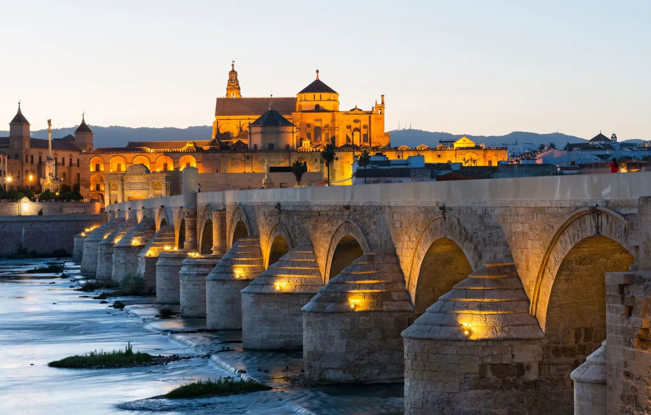Photo wallpaper bridge, river, Spain, Cordoba