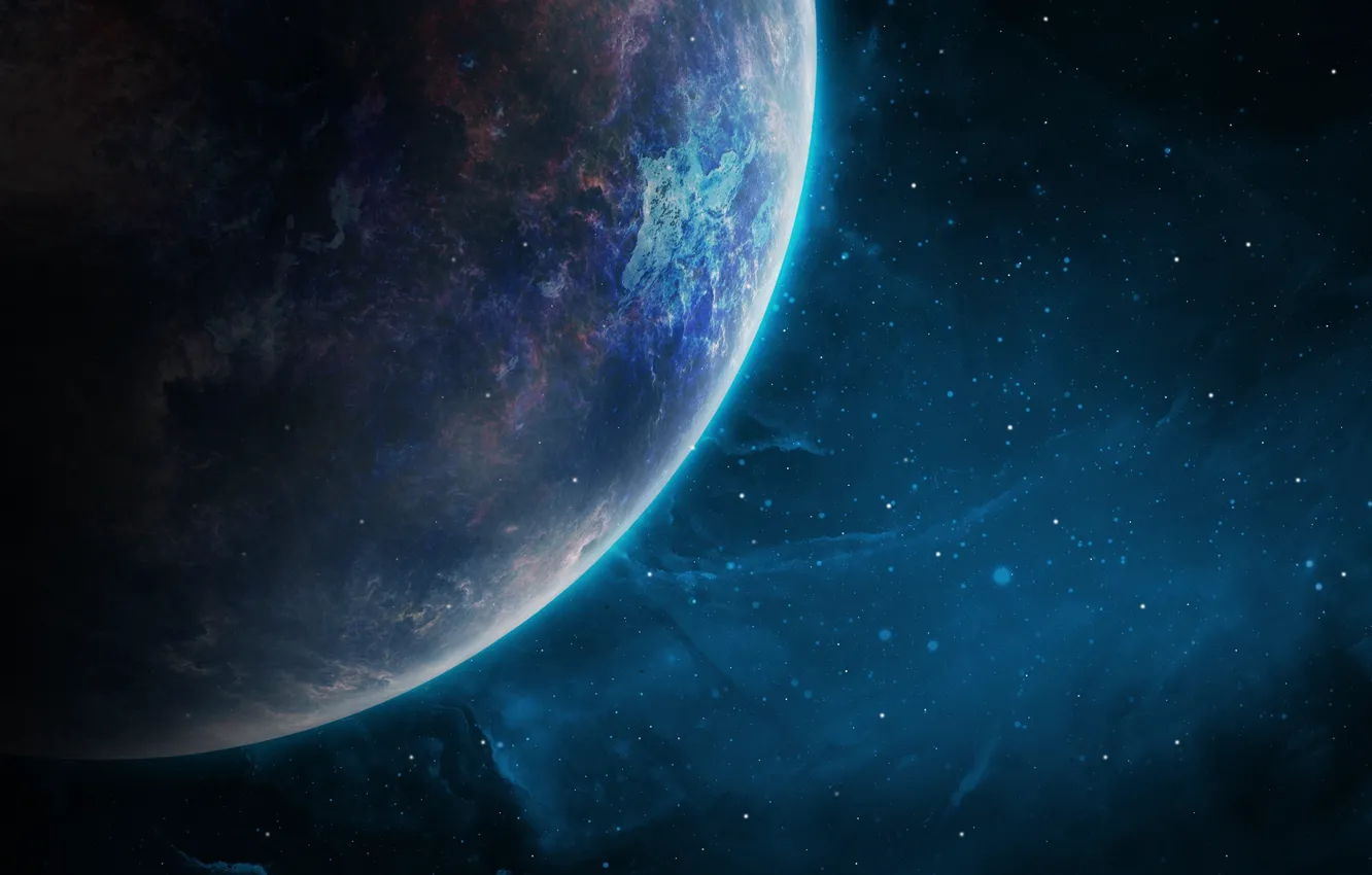 Photo wallpaper planet, glow, the universe, space, space, stars