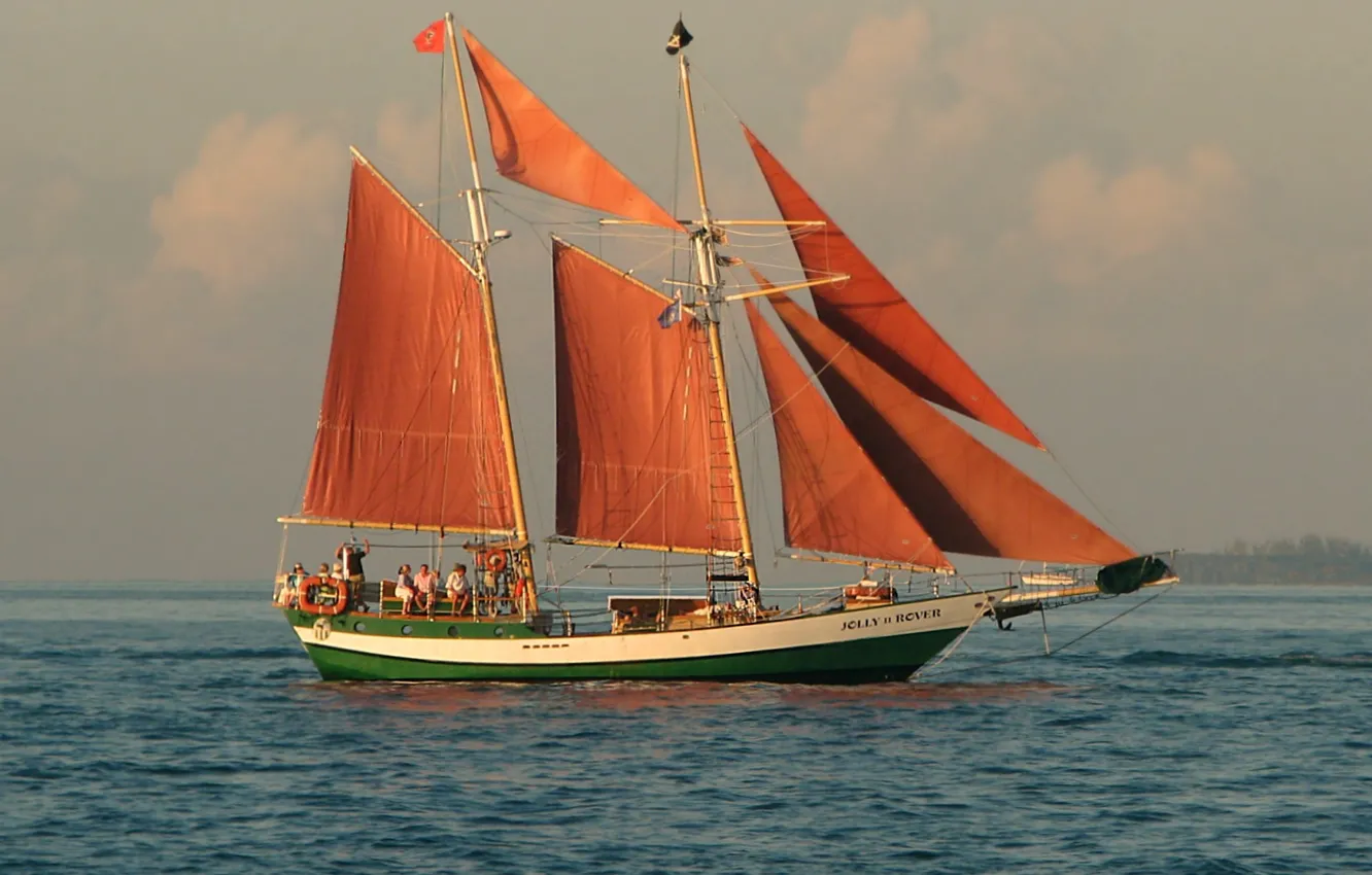 Photo wallpaper sea, sailboat, walk