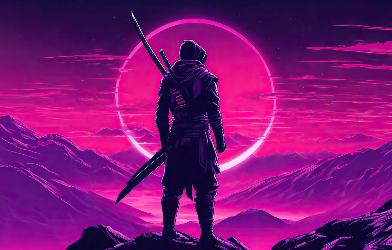 Photo wallpaper universe, ninja, Watching