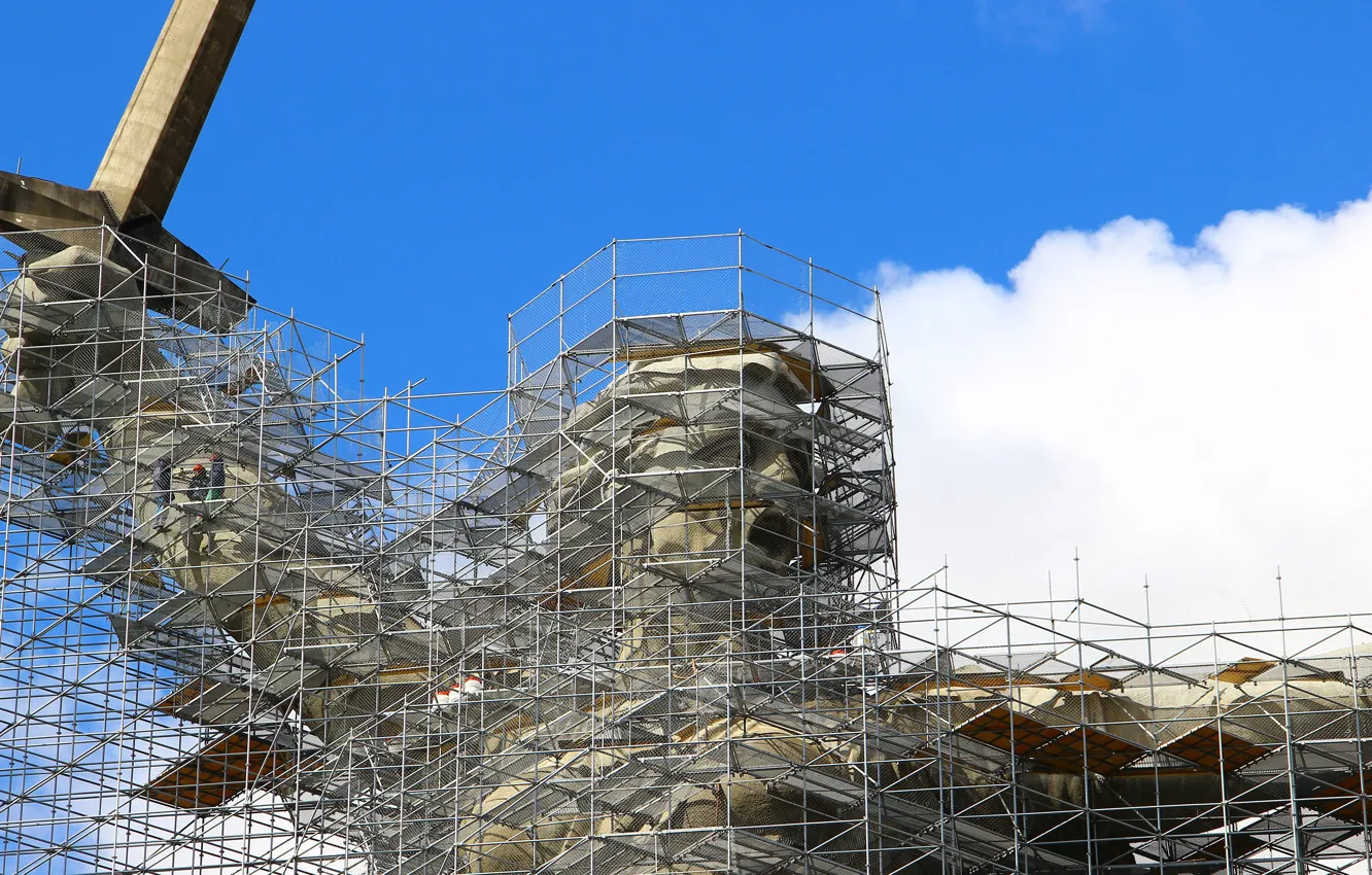 Photo wallpaper Volgograd, Mamaev Kurgan, The Motherland calls, Scaffolding, Mamayev Kurgan, Reconstruction of the monument, The Motherland …