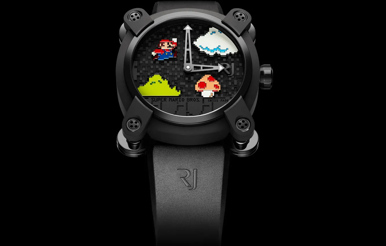 Photo wallpaper jump, mushroom, watch, Switzerland, Mario, Mario, super, watch