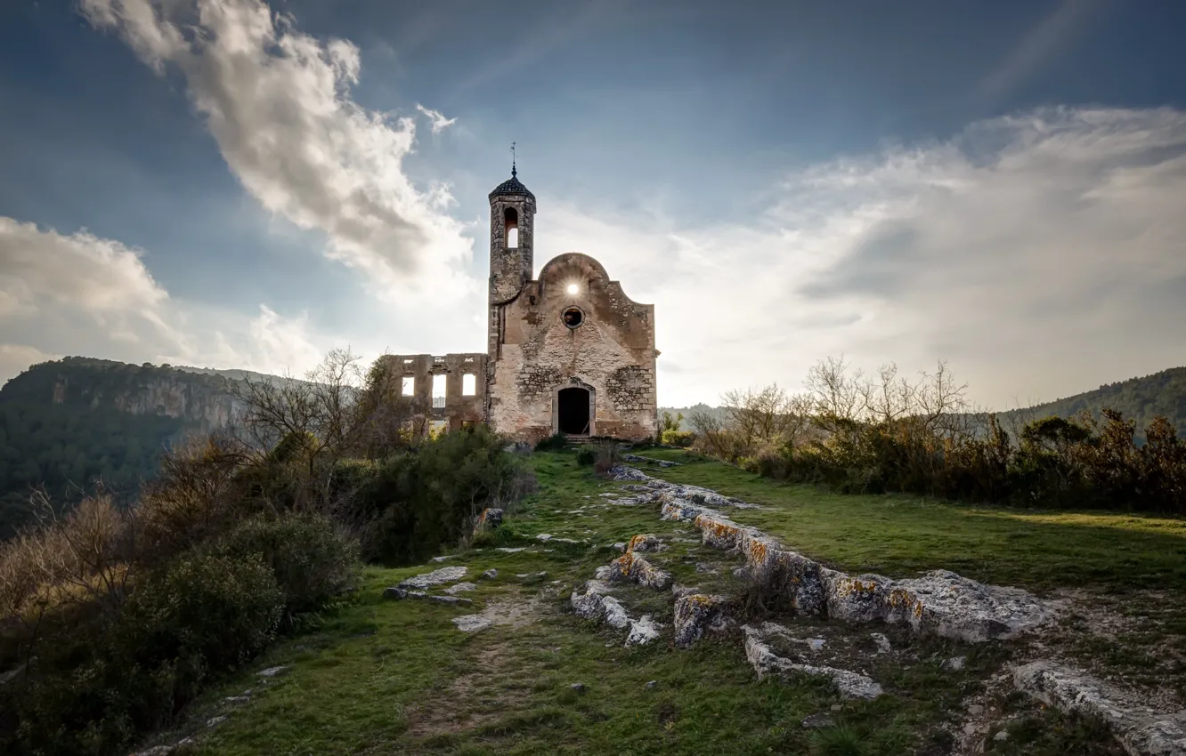 Photo wallpaper nature, morning, ruins