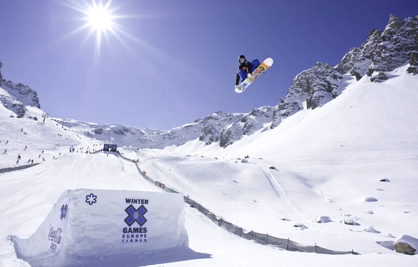 Photo wallpaper Travis Rice, X-Games, grab, Snowboarding
