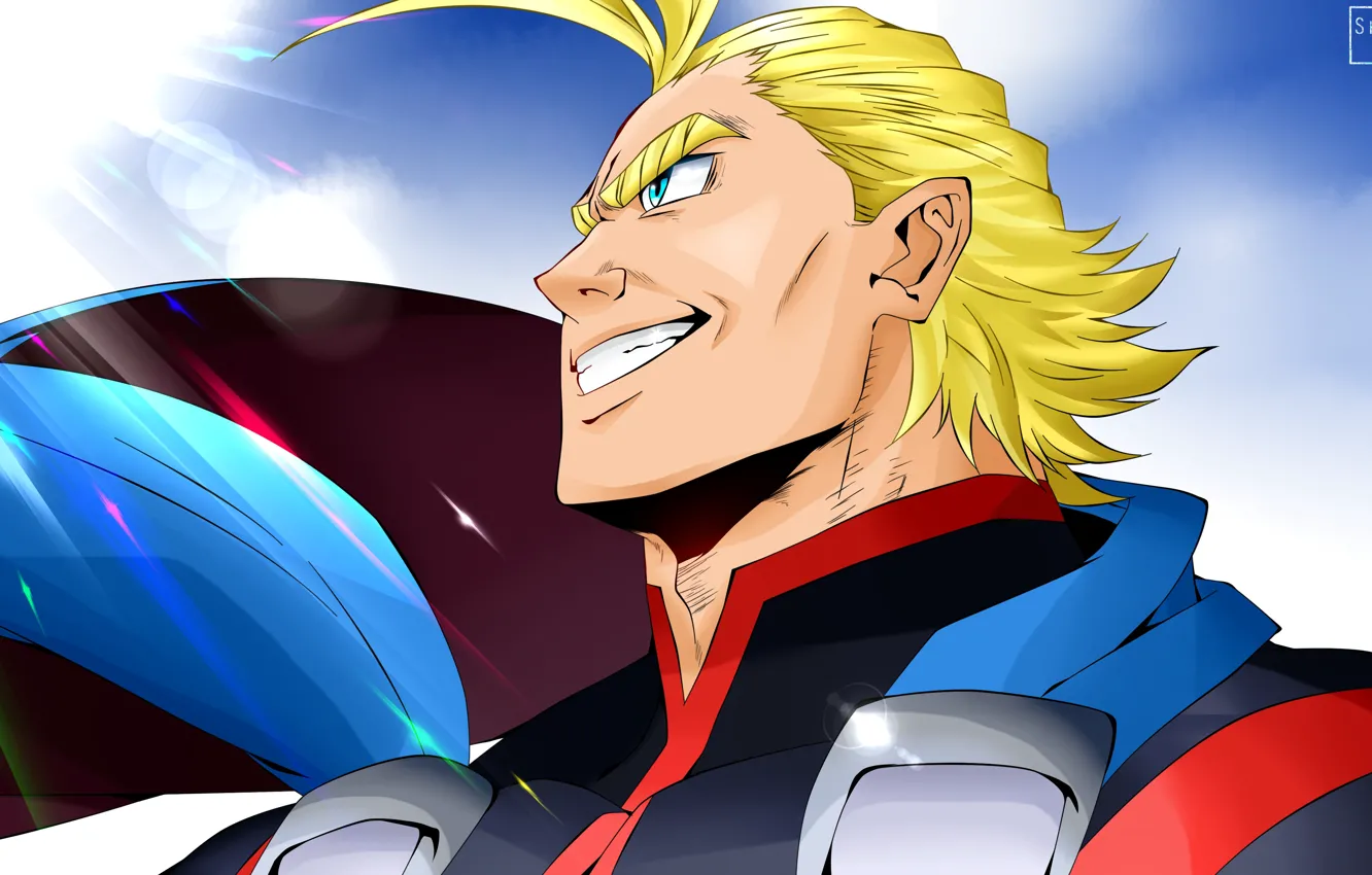 Photo wallpaper smile, male, blonde, Almighty, Boku no Hero Academy, My hero Academy, My Hero Academia
