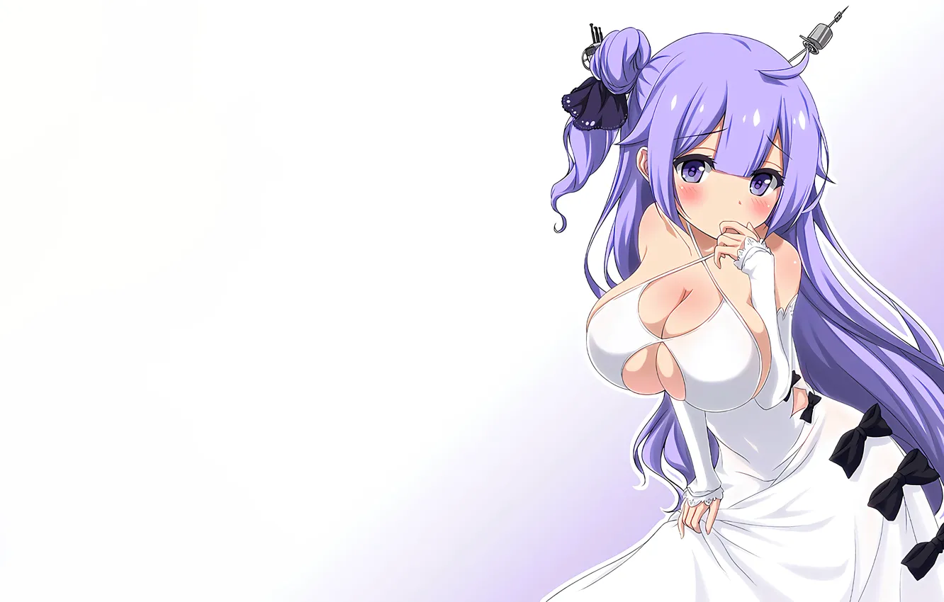 Photo wallpaper girl, sexy, cleavage, long hair, dress, boobs, anime, beautiful