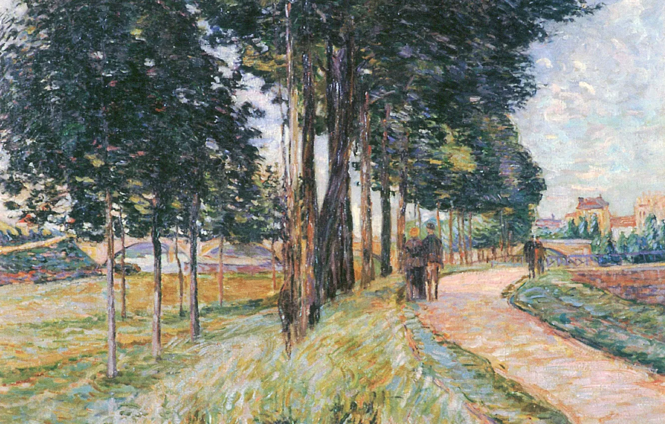 Photo wallpaper landscape, bridge, the city, people, home, picture, channel, walk