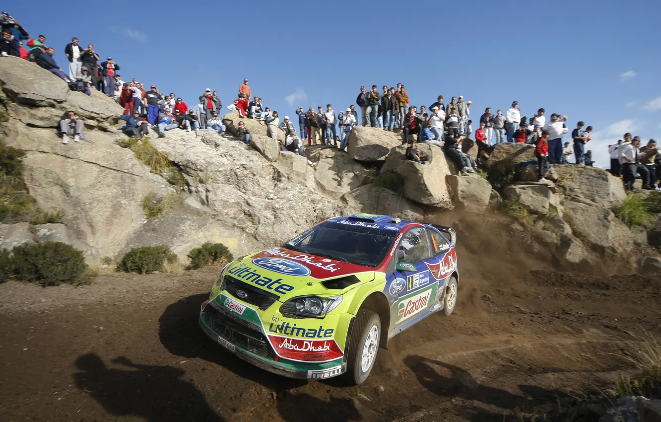 Photo wallpaper sand, stones, people, ford, rally, rally, wrc, the audience