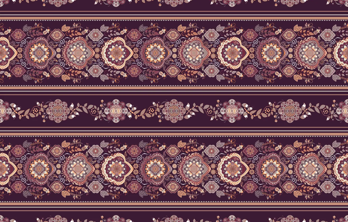 Photo wallpaper flowers, pattern, ornament, Burgundy