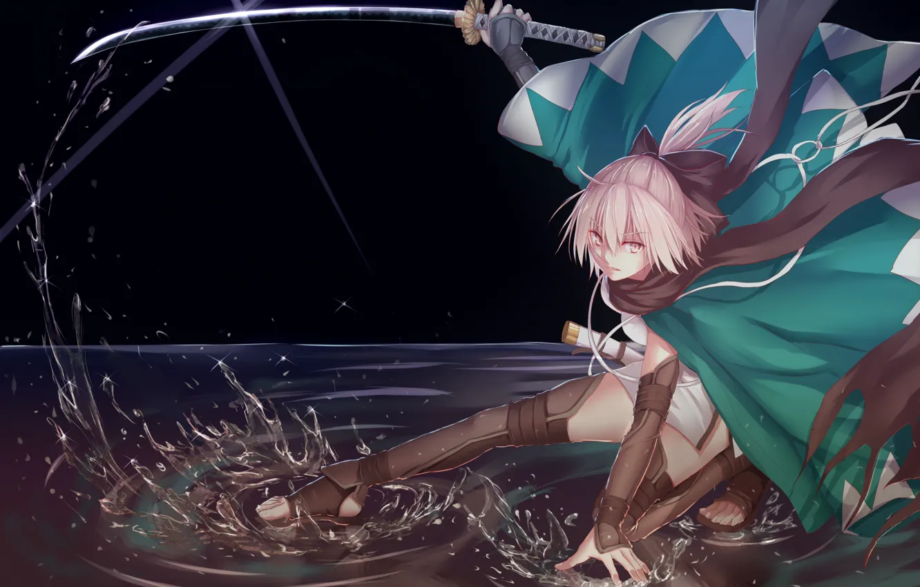 Photo wallpaper water, sword, art, diska, Fate / Grand Order, Sabre