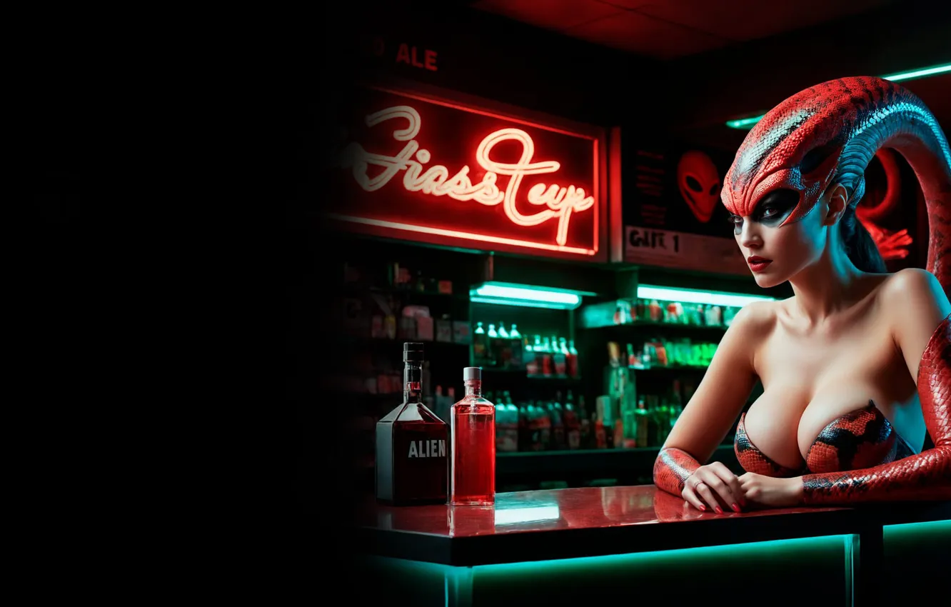 Photo wallpaper girl, fiction, bar, fantasy