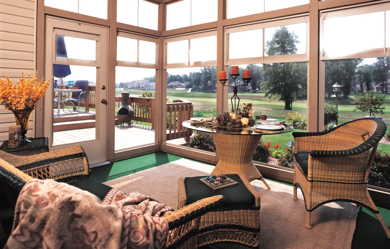 Photo wallpaper design, style, interior, Florida, living space, modern sunrooms