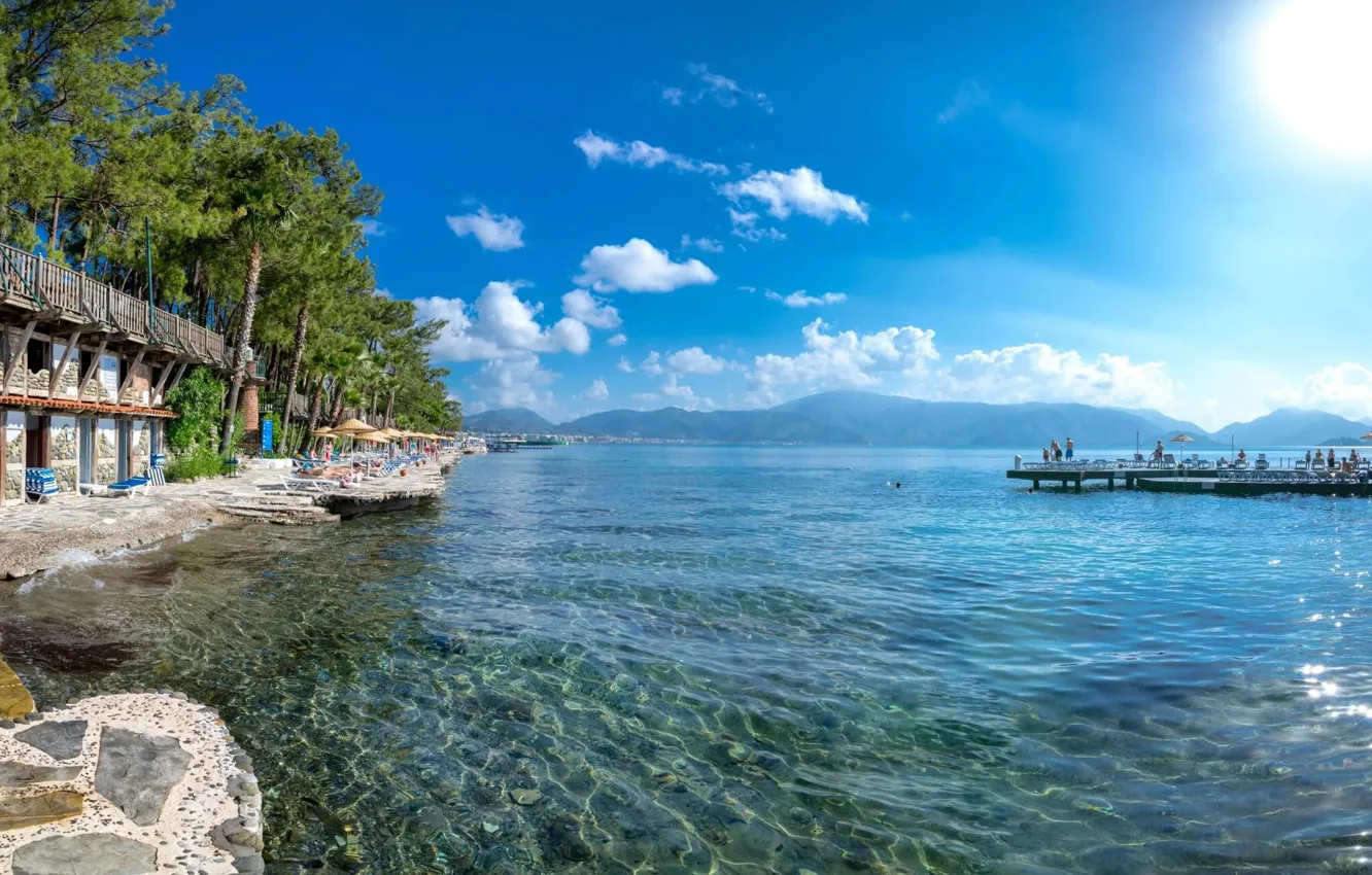 Photo wallpaper sea, the sun, Turkey, Marmaris