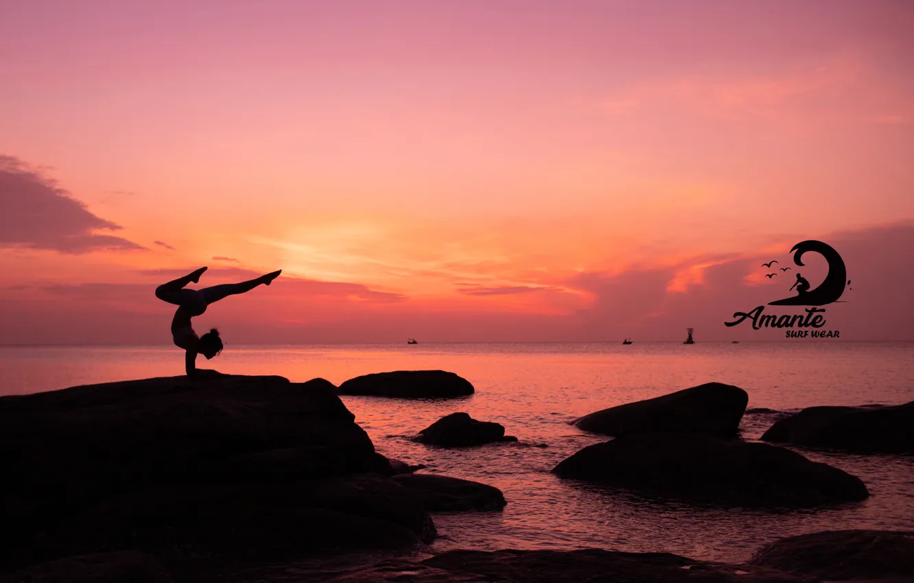 Photo wallpaper logo, sunset, LOVER