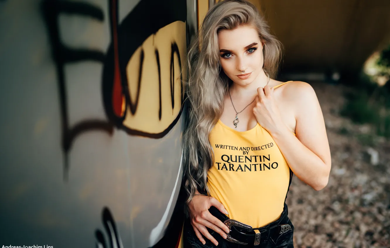 Photo wallpaper look, sexy, pose, shorts, portrait, makeup, Mike, piercing