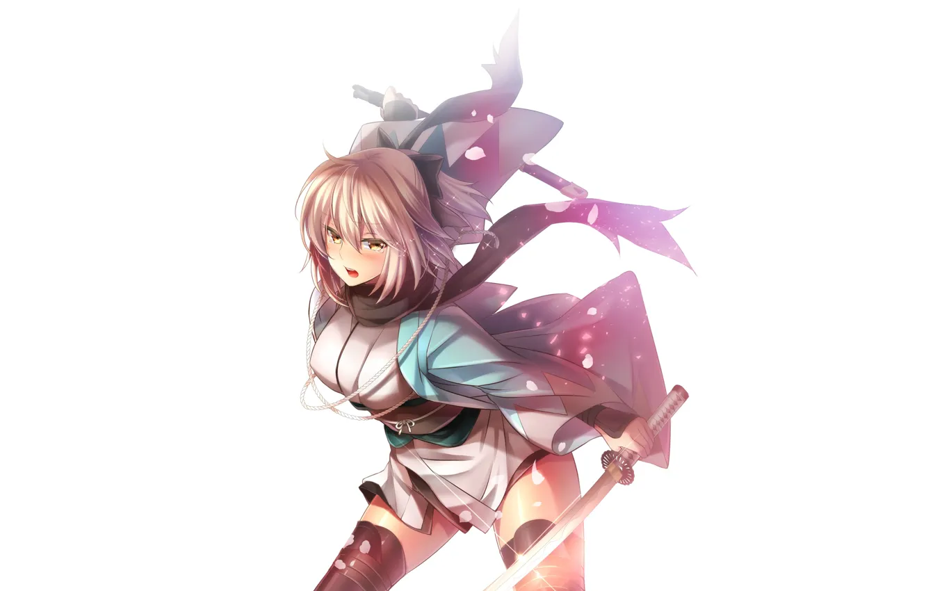 Photo wallpaper girl, background, sword, anime, art, fate grand order