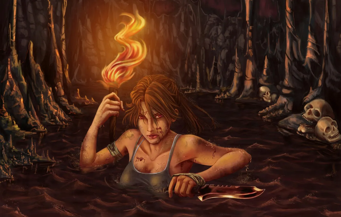 Photo wallpaper torch, lara croft, tomb raider, Lara Croft