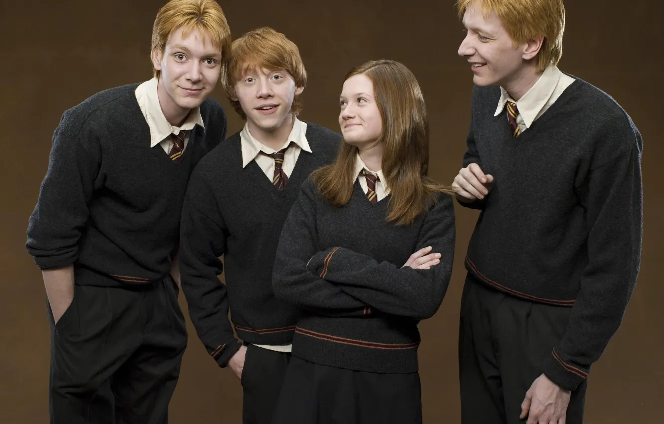 Photo wallpaper Harry Potter, Harry Potter, Ron Weasley, Fred and George Weasley, Ginny, Weasley