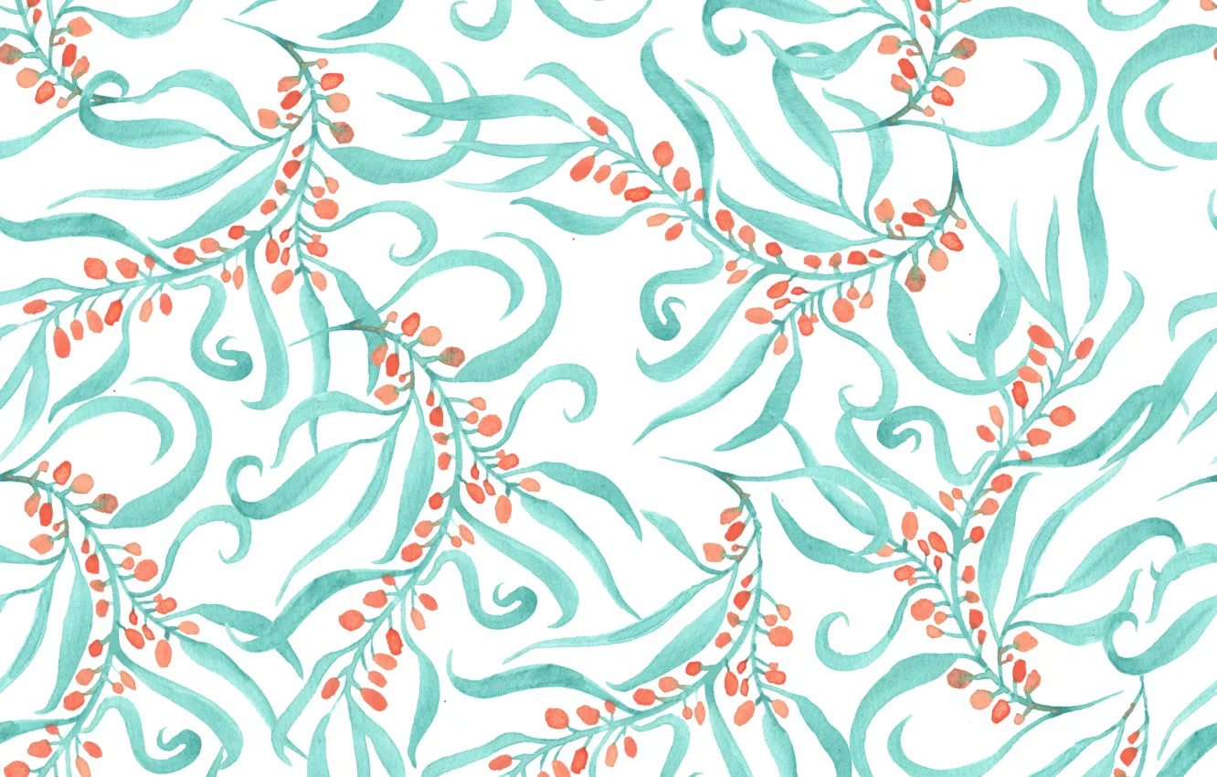 Photo wallpaper white, berries, background, blue, sea buckthorn