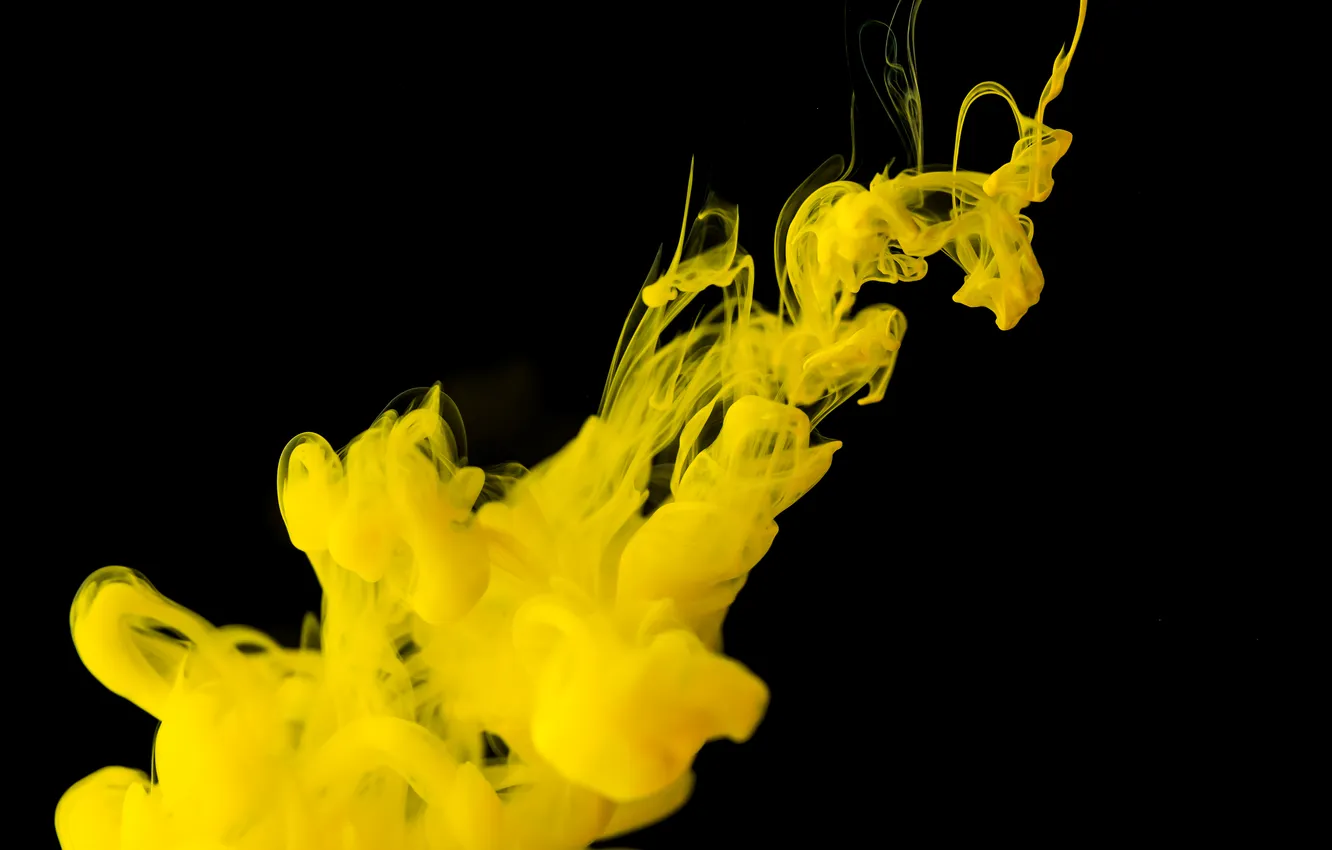 Photo wallpaper black, yellow, ink