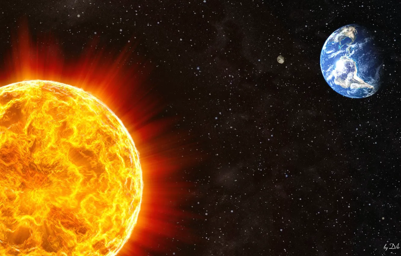 Photo wallpaper the sun, space, stars, earth