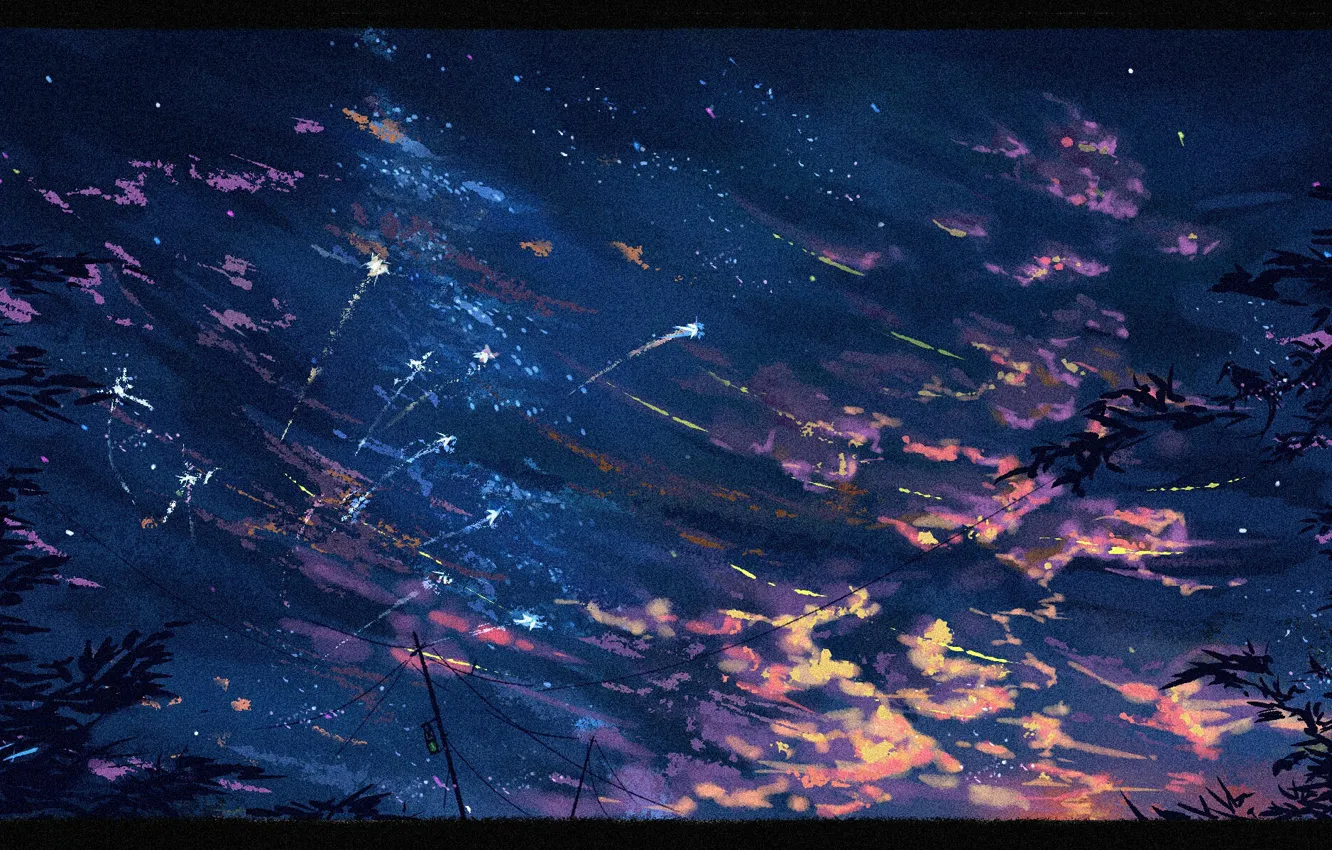 Photo wallpaper the sky, night, meteor