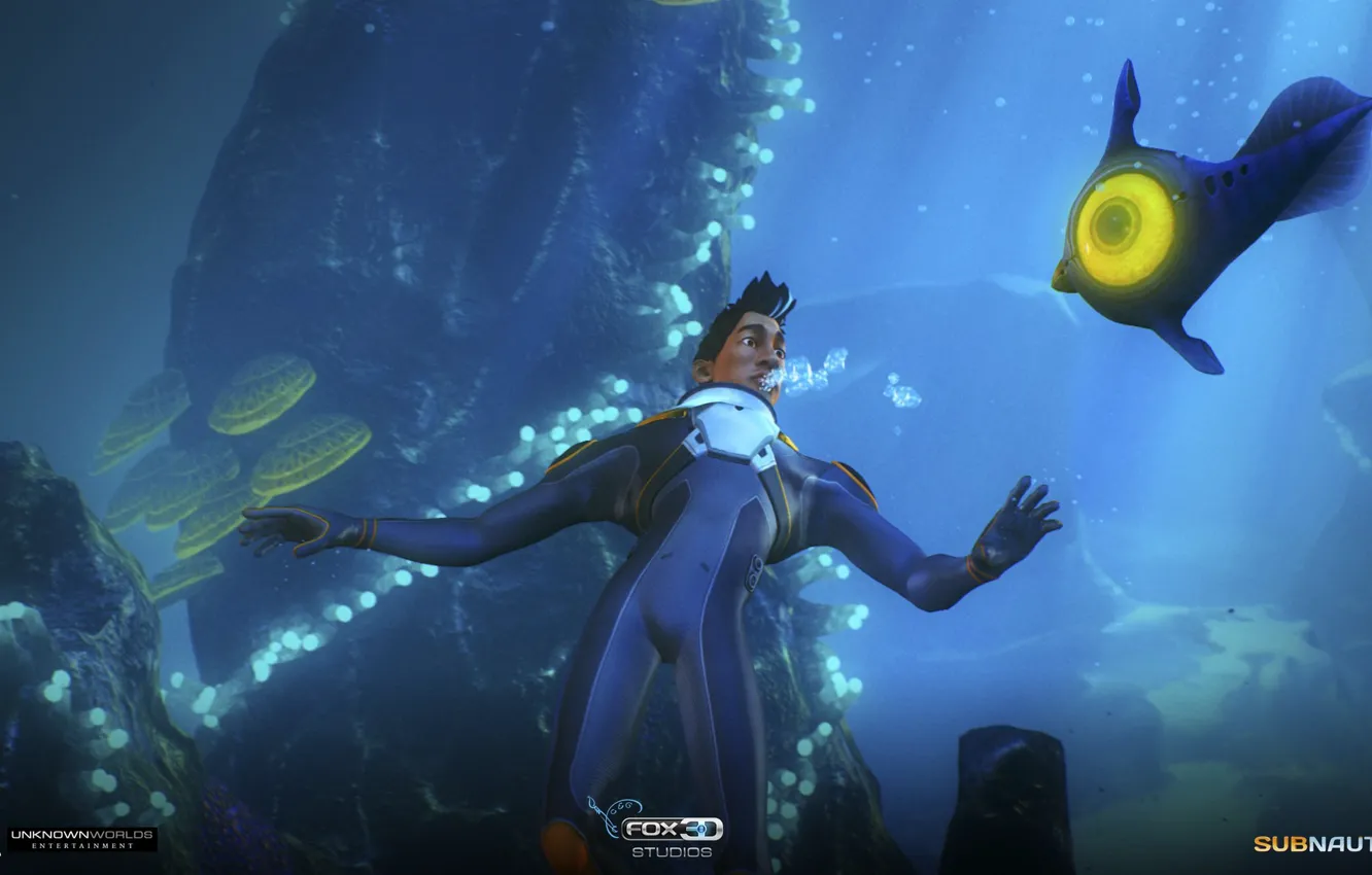 Photo wallpaper people, fish, Subnautica, reaction