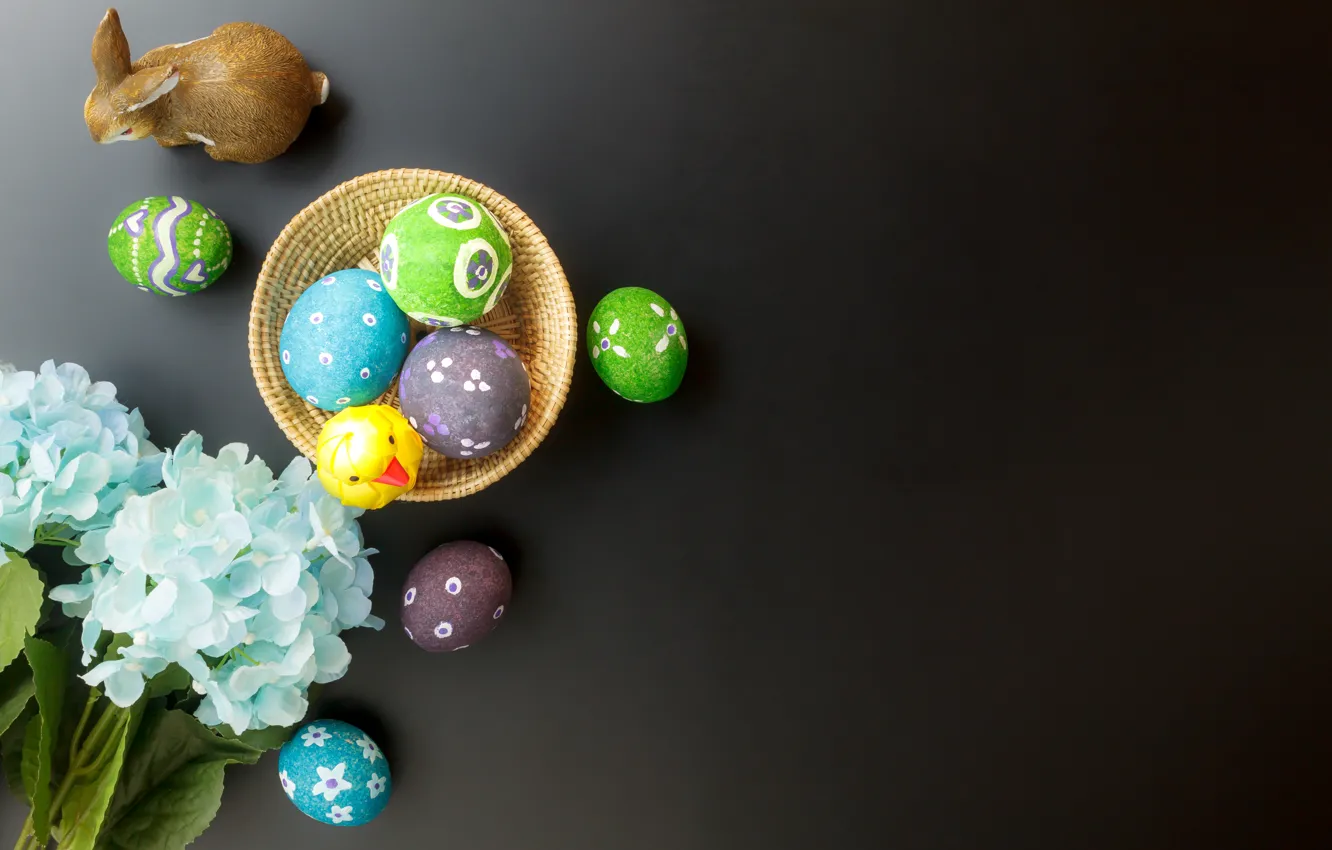Photo wallpaper flowers, eggs, spring, Easter, flowers, spring, Easter, eggs