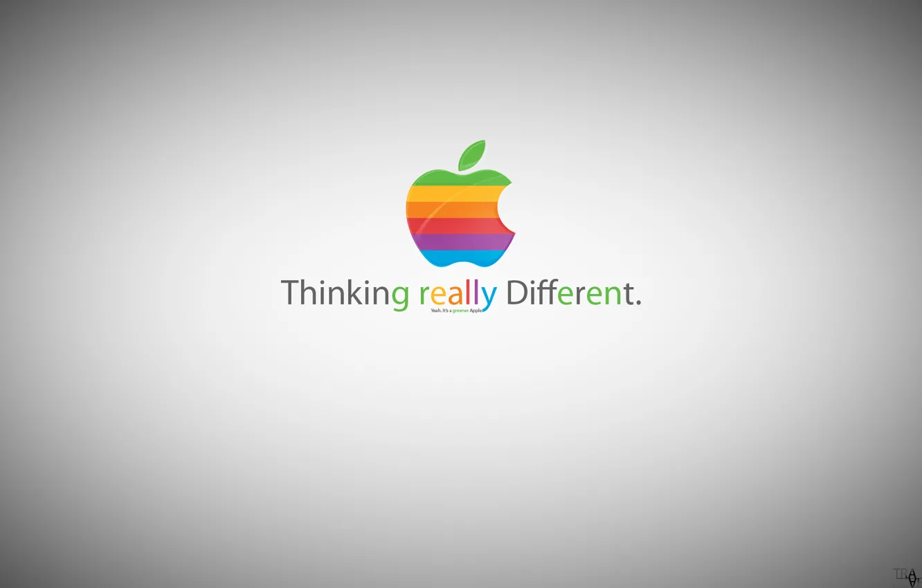 Photo wallpaper apple, greener apple, thinking really different
