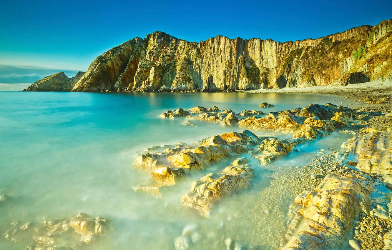 Photo wallpaper sea, the sky, stones, rocks