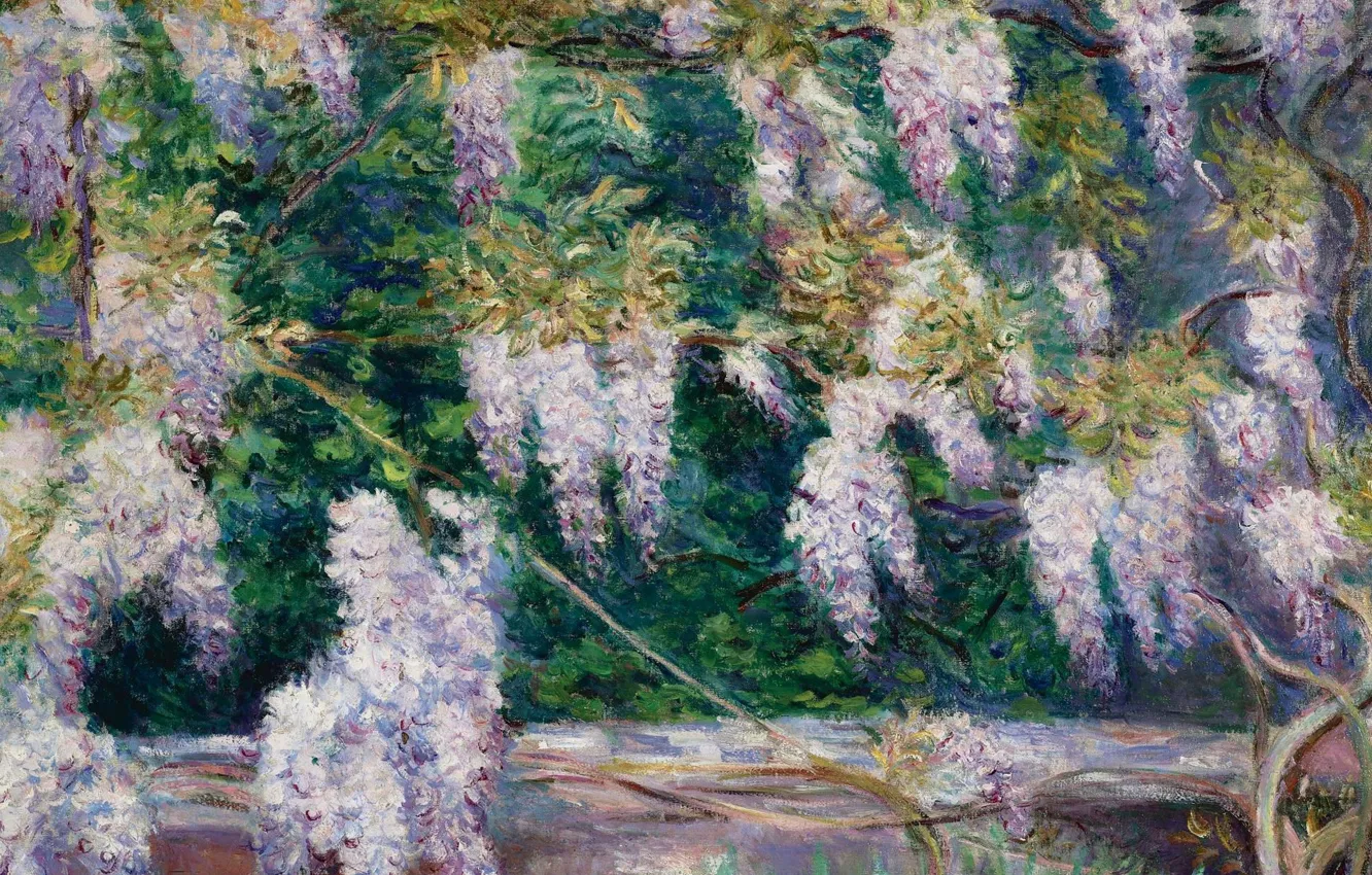 Photo wallpaper flowers, picture, Blanche Monet, Wisteria at Giverny