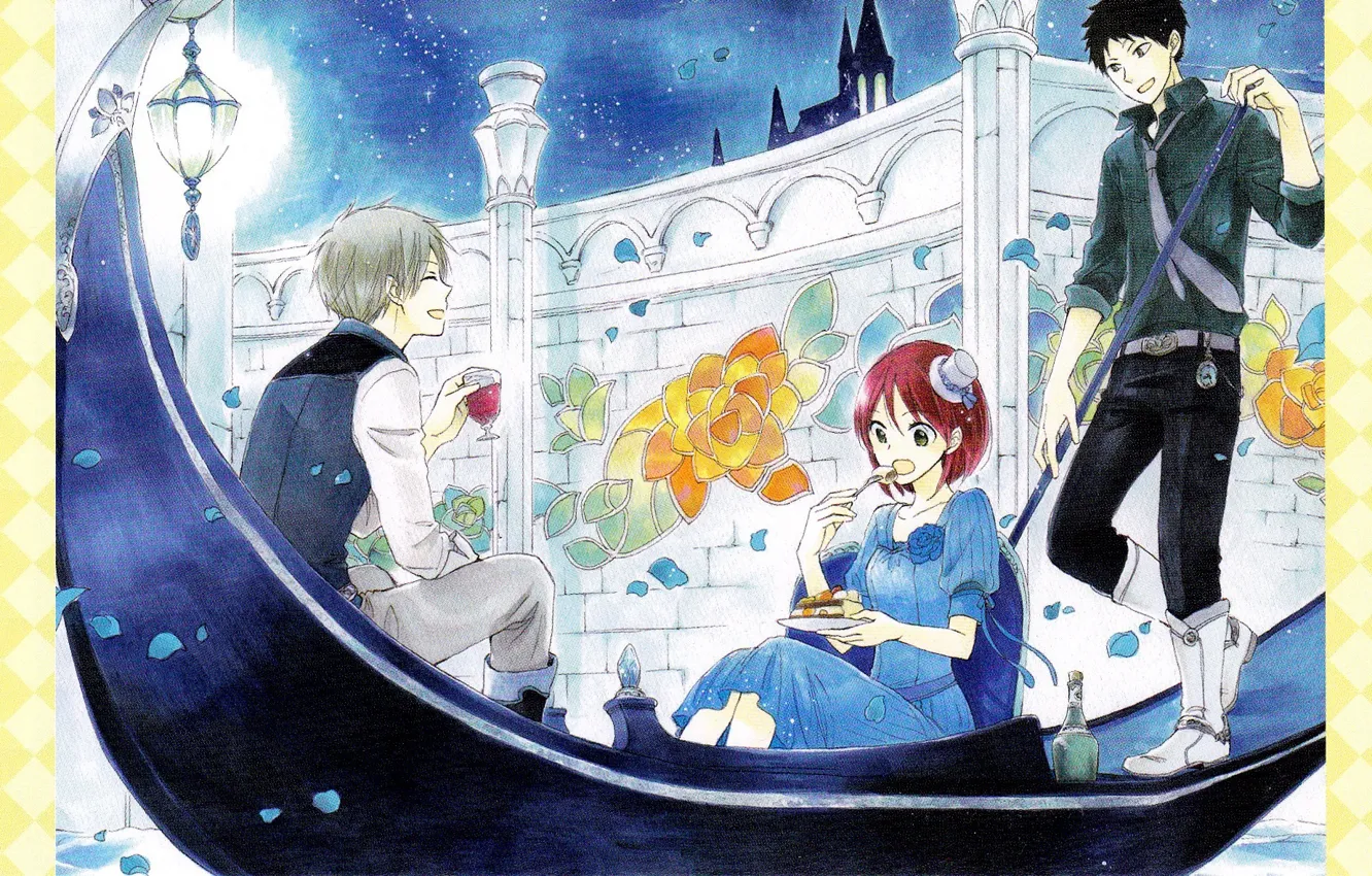 Photo wallpaper walk, gondola, a romantic evening, shirayuki, akagami no shirayukihime, Red Haired Snow White, Zen Wistaria, …