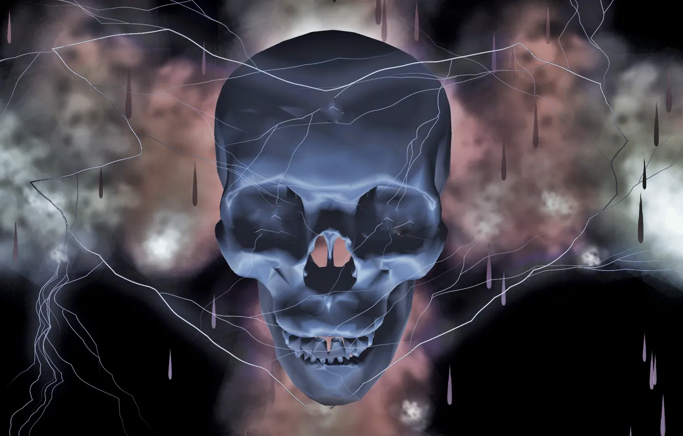 Photo wallpaper lights, lightning, skull