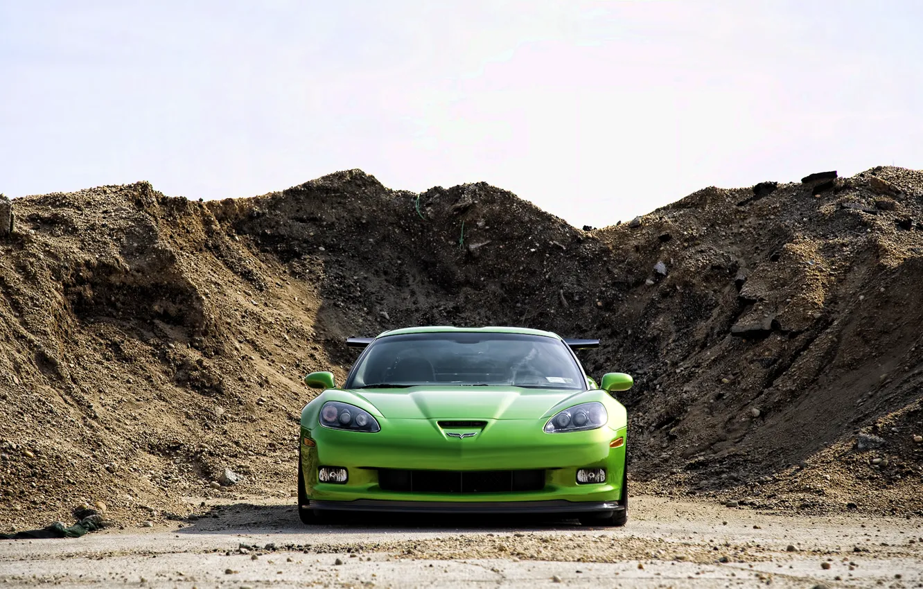Photo wallpaper Corvette, Chevrolet, GREEN, LAND, MOUND
