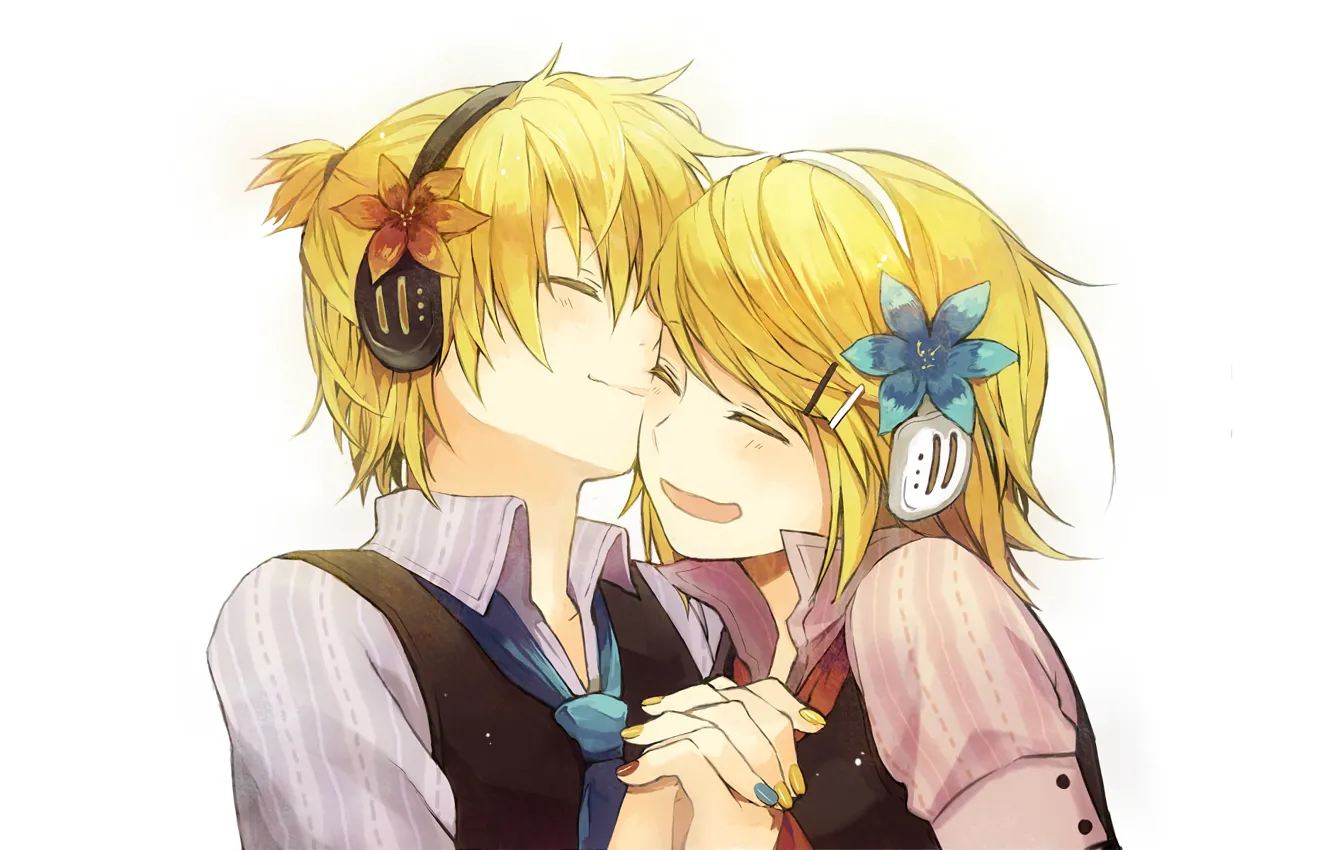 Photo wallpaper len, two, Vocaloid, manicure, Rin