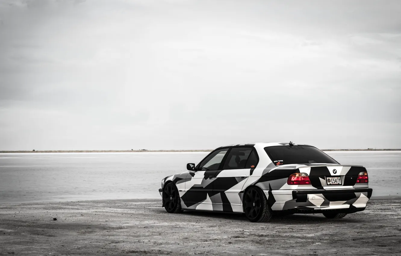 Photo wallpaper BMW, Tuning, BMW, winter, Alpina, E38, 740il, arctic camo