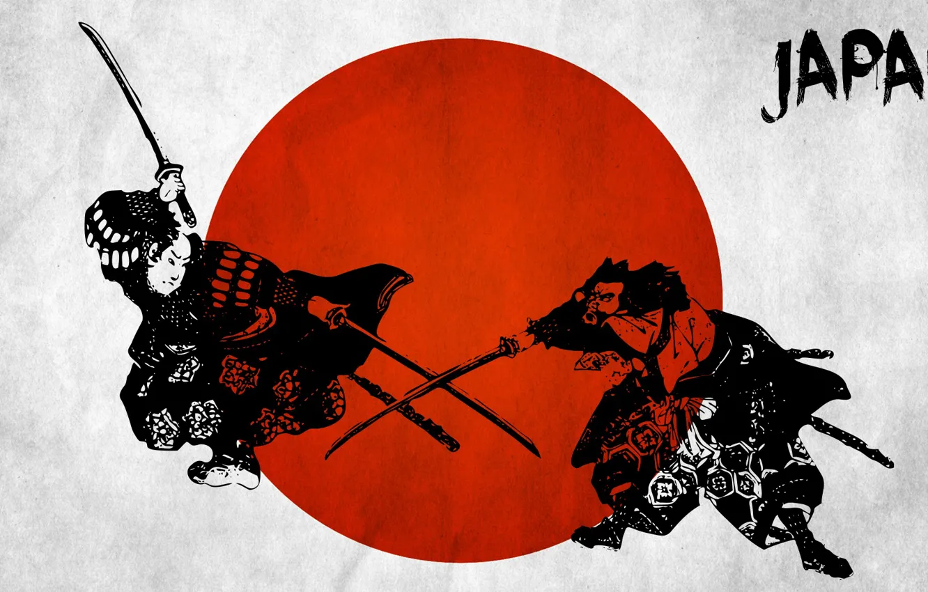 Photo wallpaper red, samurai, japanese wall decals