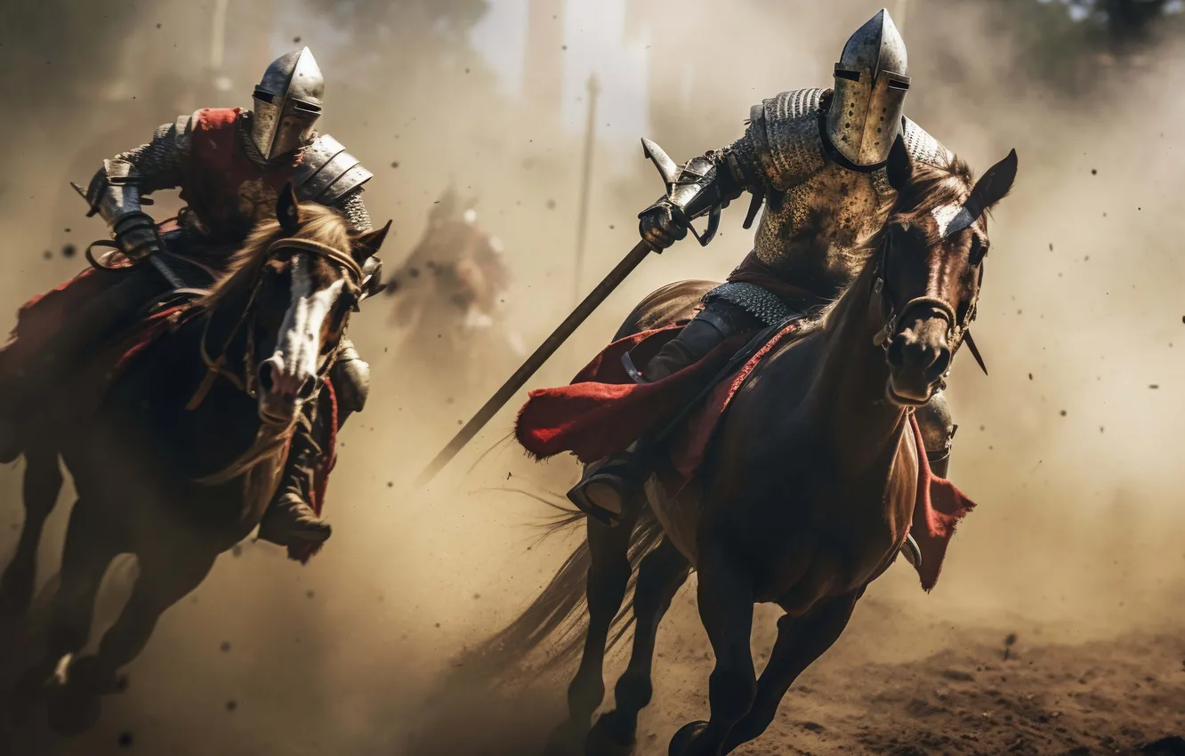 Photo wallpaper rendering, knights, medieval, historical