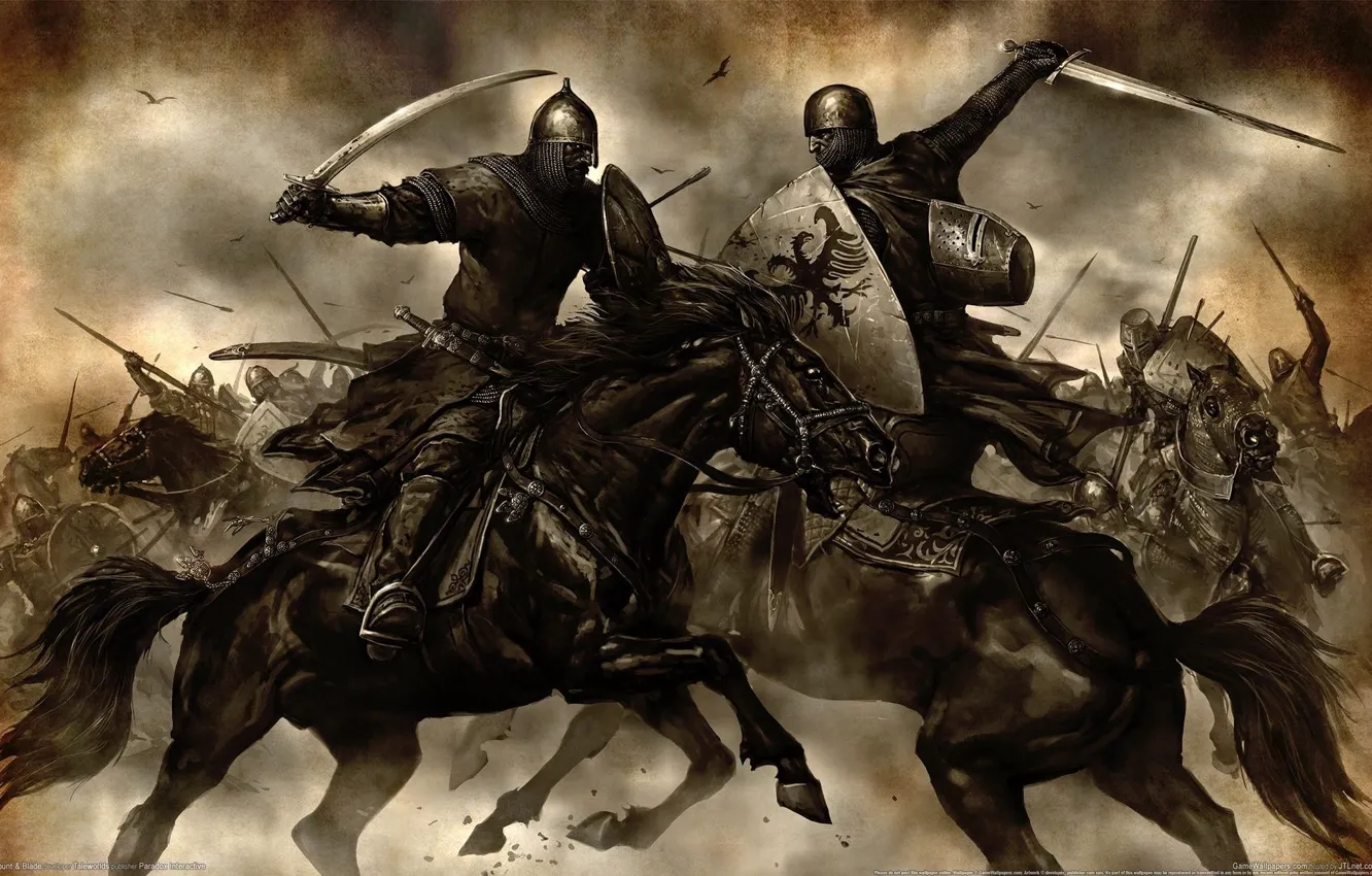 Photo wallpaper Knights, Swords, Fight, Mount & Blade