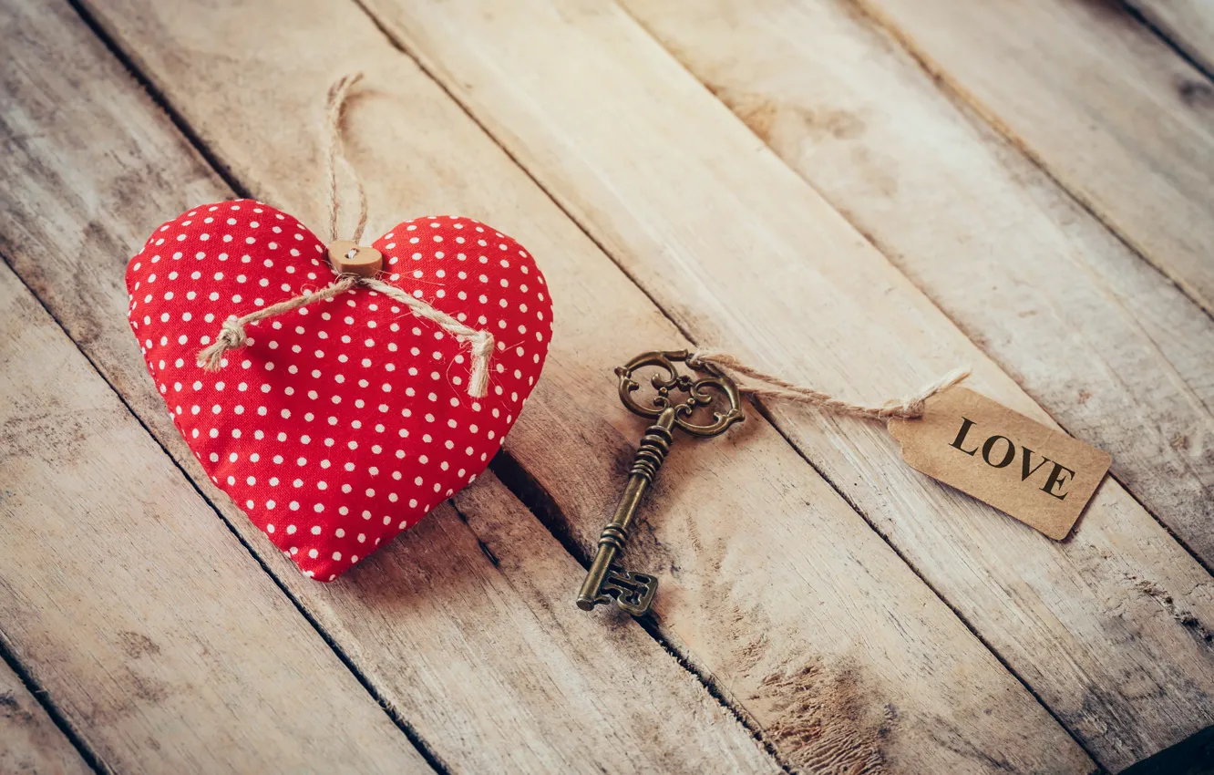Photo wallpaper holiday, toy, key, hearts, Valentine's day
