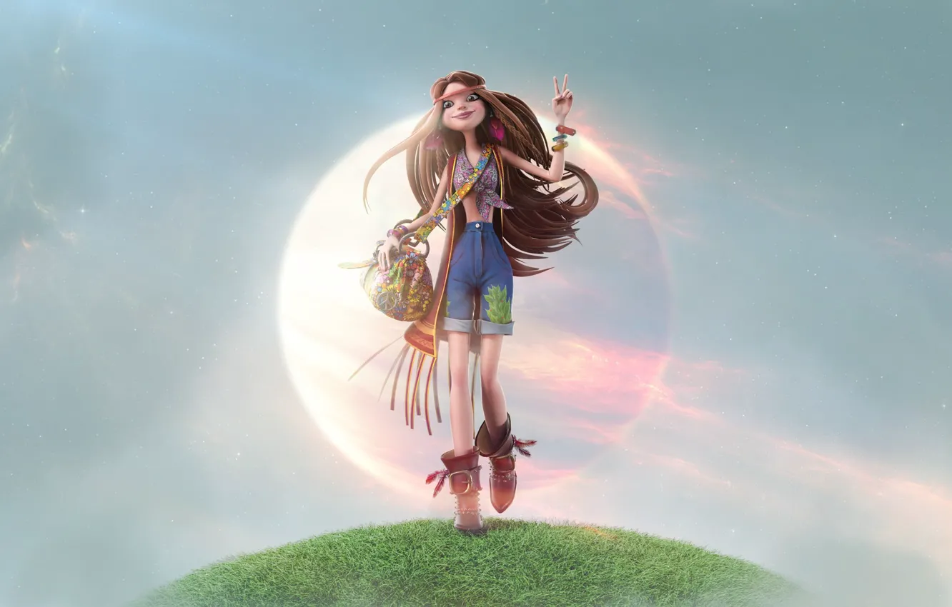 Photo wallpaper girl, style, hippie, art, Hippie !, Figure Khamosh