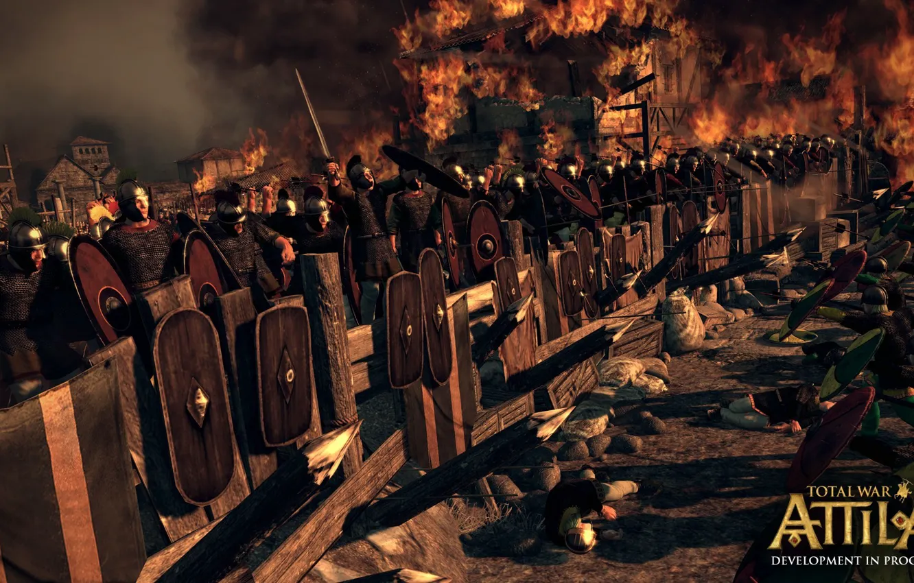 Photo wallpaper fire, battle, defense, total war, strategy, the Romans, strengthening, total war