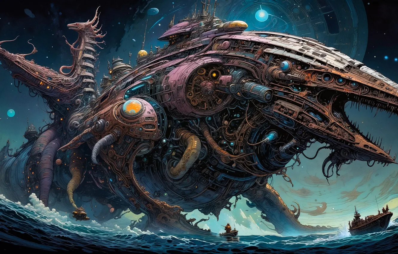 Photo wallpaper ship, technique, fantasy, manstr