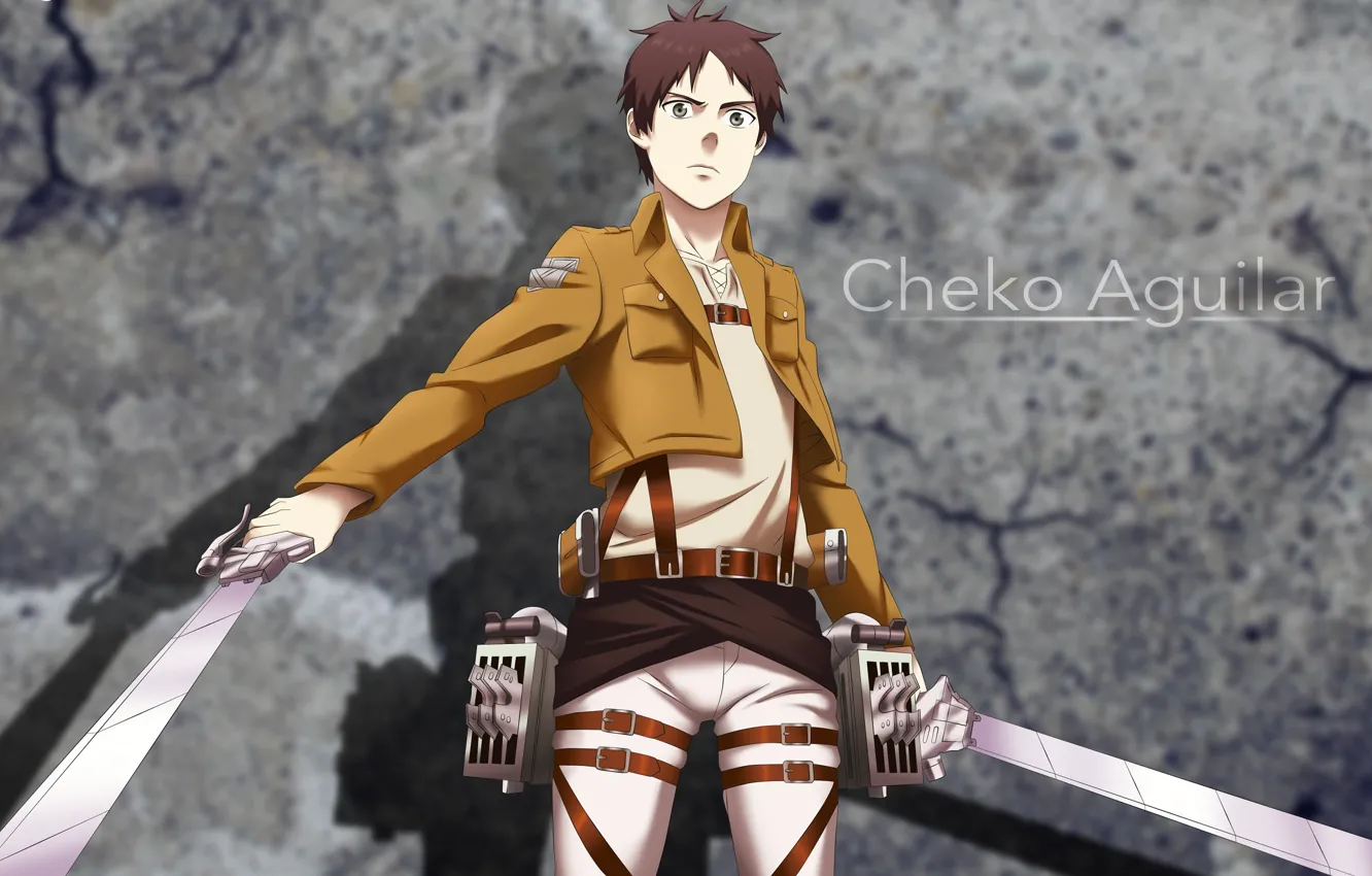 Photo wallpaper weapons, guy, Shingeki no Kyojin, Attack Of The Titans, Eren Jager