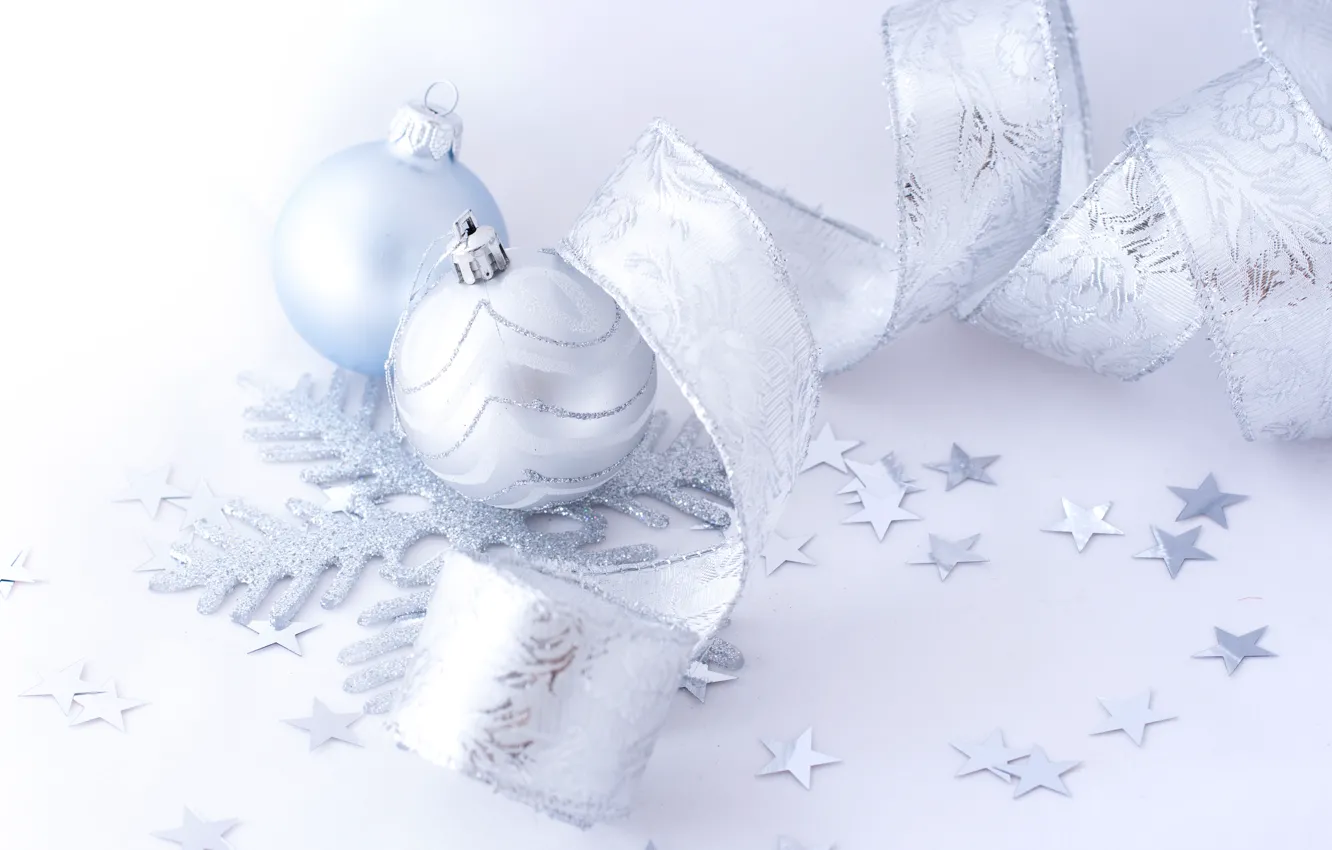 Photo wallpaper winter, balls, decoration, toys, New Year, blue, Christmas, tape