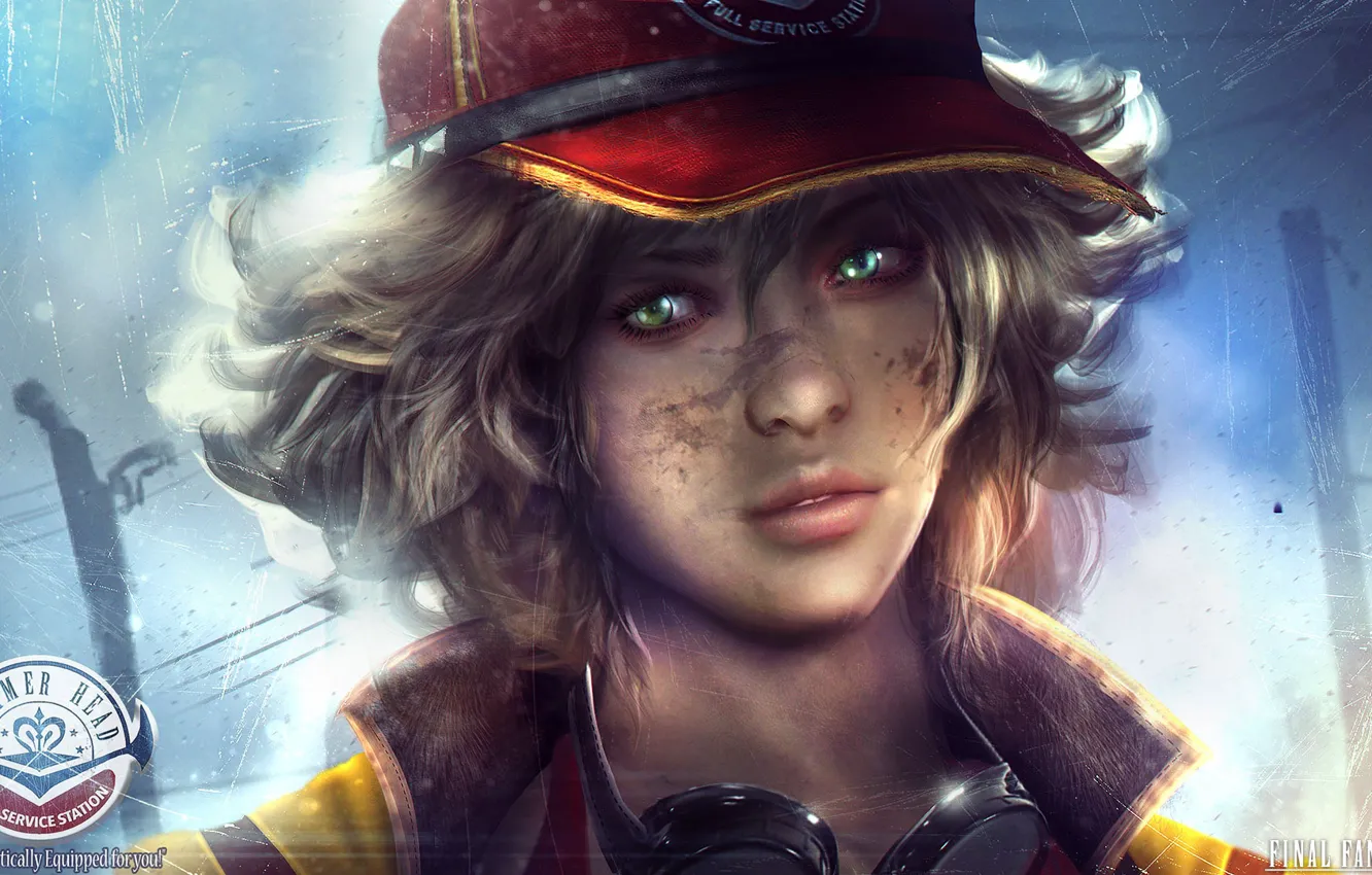 Photo wallpaper girl, hair, beauty, dirt, glasses, form, cap, Final Fantasy